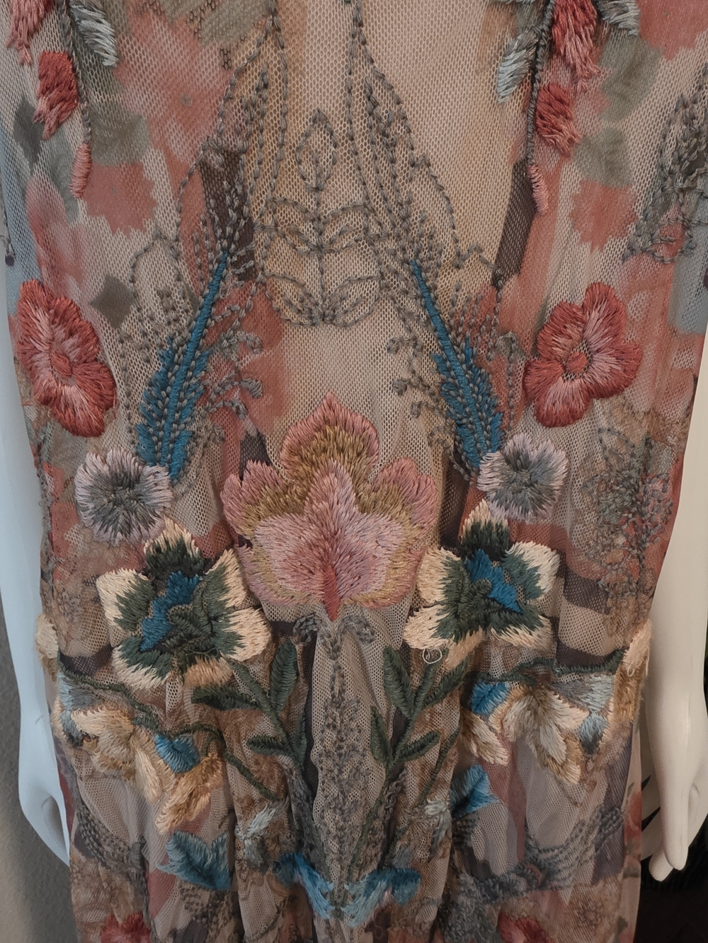 Johnny Was Floral Embroidered Sleeveless Mesh Dress - Multicolor Size M - Picture 9 of 12